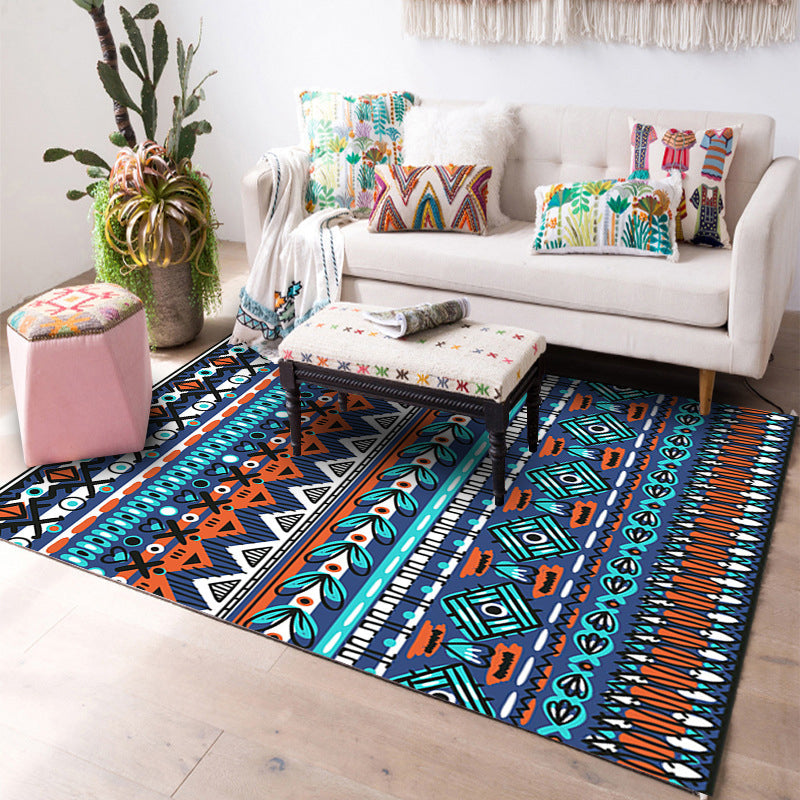Multi-Color Geo Print Teppich Polyester Western Innen Teppich Rutschfeste Rückseite Fleckenresistenter Bereich Teppich für Wohnzimmer