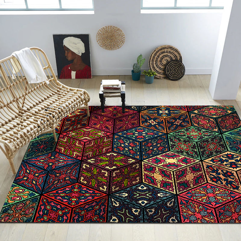 Frendorf | Boho-Chic Wohnzimmer Teppich Multifunktionale Farbe Geometrisches Muster Innen Teppich rutschfeste Rückseite einfache Pflege Bereich Teppich