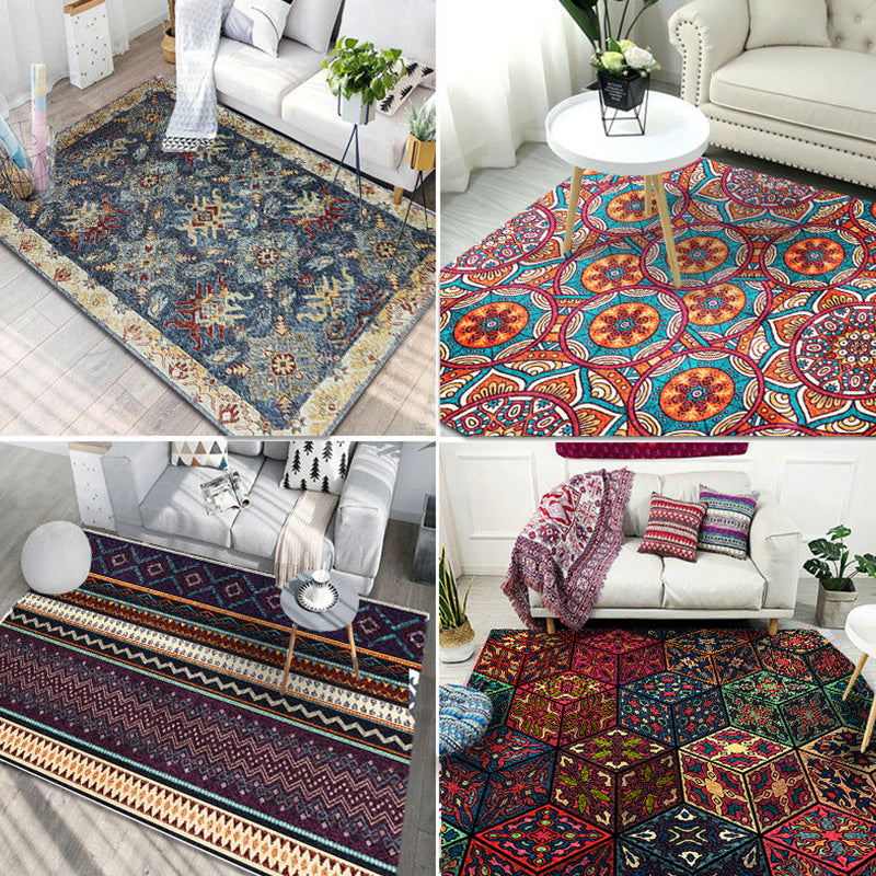 Frendorf | Boho-Chic Wohnzimmer Teppich Multifunktionale Farbe Geometrisches Muster Innen Teppich rutschfeste Rückseite einfache Pflege Bereich Teppich