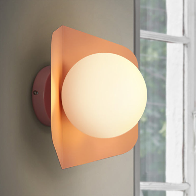 Frendorf | 1 Licht Orb Shade Wandleuchte Kinder Metall Glas Wandleuchte mit Candy Farbe für Kinderzimmer