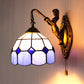 Frendorf | Dome Witte Glas Muurmontage Licht Barok 1 Hoofd 6"/8" Breed Blauwe Wandlamp met Trekschakelaar