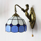 Frendorf | Dome Witte Glas Muurmontage Licht Barok 1 Hoofd 6"/8" Breed Blauwe Wandlamp met Trekschakelaar