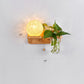 Frendorf | 1-Licht Rattan Wandleuchte Nordic Ball Wohnzimmer Wandleuchte mit Zugkette und Pflanzenpot