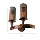 Frendorf | Antieke stijl dubbele cilinder wandlamp met gaas kap 2 lichten smeedijzeren wandmontage lamp in verouderd koper