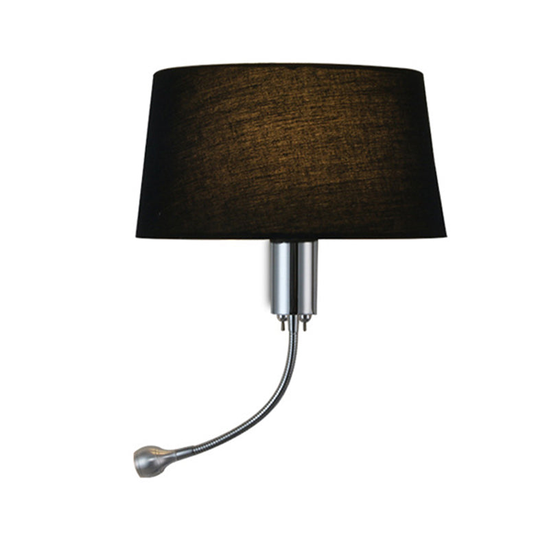 Frendorf | Schwarz/Weiß/Beige Trommel Lesewandlichte Traditionell Stoff 1 Kopf Schlafzimmer Verstellbares Wandmontiertes Licht