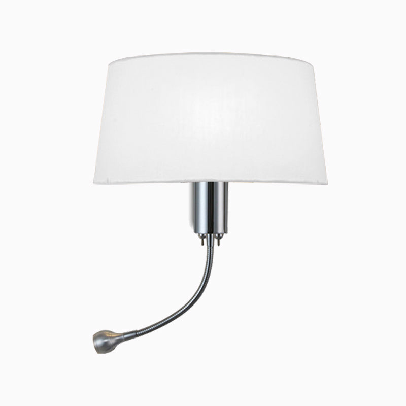 Frendorf | Schwarz/Weiß/Beige Trommel Lesewandlichte Traditionell Stoff 1 Kopf Schlafzimmer Verstellbares Wandmontiertes Licht