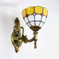 Frendorf | Wand Sconces Lampe Retro Tiffany Buntglas 1 Licht Wandmontage Licht in Gelb/Blau für Flur