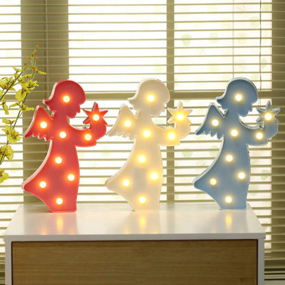 Frendorf | Neuheit Dekorative LED Modellierungs Nachtlicht Kunststoff Mädchen Zimmer Batterie Tischlampe mit Haken