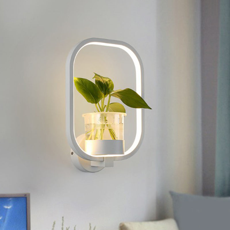 Frendorf | Künstlerische Loop-förmige Wandlampe Metall Nachttisch Wandlicht mit klarem Glas PflanzenTopf