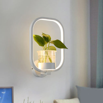 Frendorf | Künstlerische Loop-förmige Wandlampe Metall Nachttisch Wandlicht mit klarem Glas PflanzenTopf
