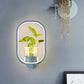 Frendorf | Künstlerische Loop-förmige Wandlampe Metall Nachttisch Wandlicht mit klarem Glas PflanzenTopf