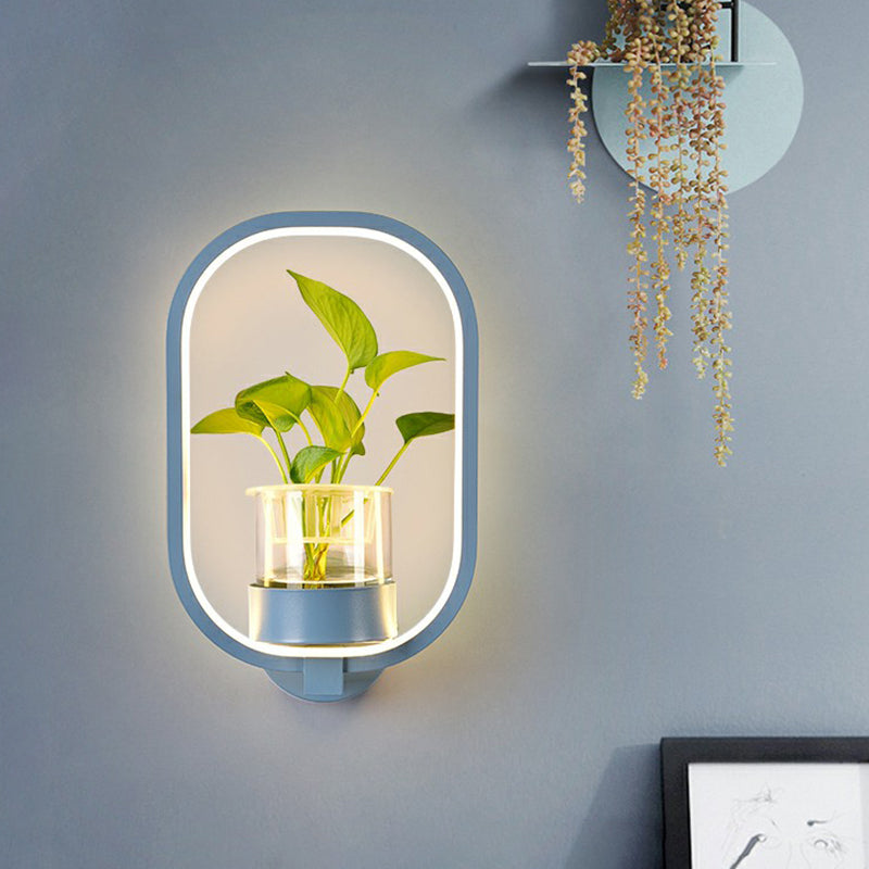 Frendorf | Künstlerische Loop-förmige Wandlampe Metall Nachttisch Wandlicht mit klarem Glas PflanzenTopf
