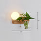Frendorf | Roomwitte Glazen Geometrische Wandlamp Art Deco 1 Hoofdbedlamp Wandgemonteerd Licht met Plantencontainer en Houten Plank