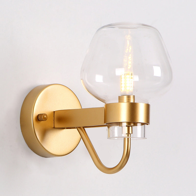 Frendorf | 1 Glühbirne Glas Wandlampe Tradition Klar/Amber/Rauchgrau Glas Wandbeleuchtung Fixture für Nachttisch