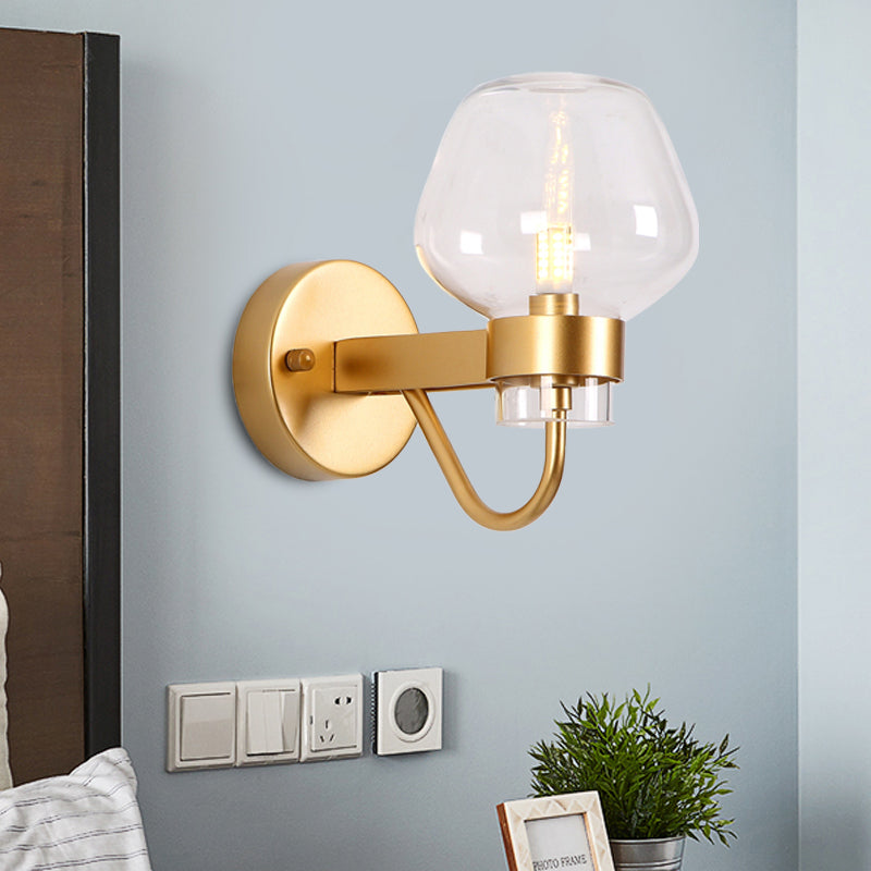 Frendorf | 1 Glühbirne Glas Wandlampe Tradition Klar/Amber/Rauchgrau Glas Wandbeleuchtung Fixture für Nachttisch