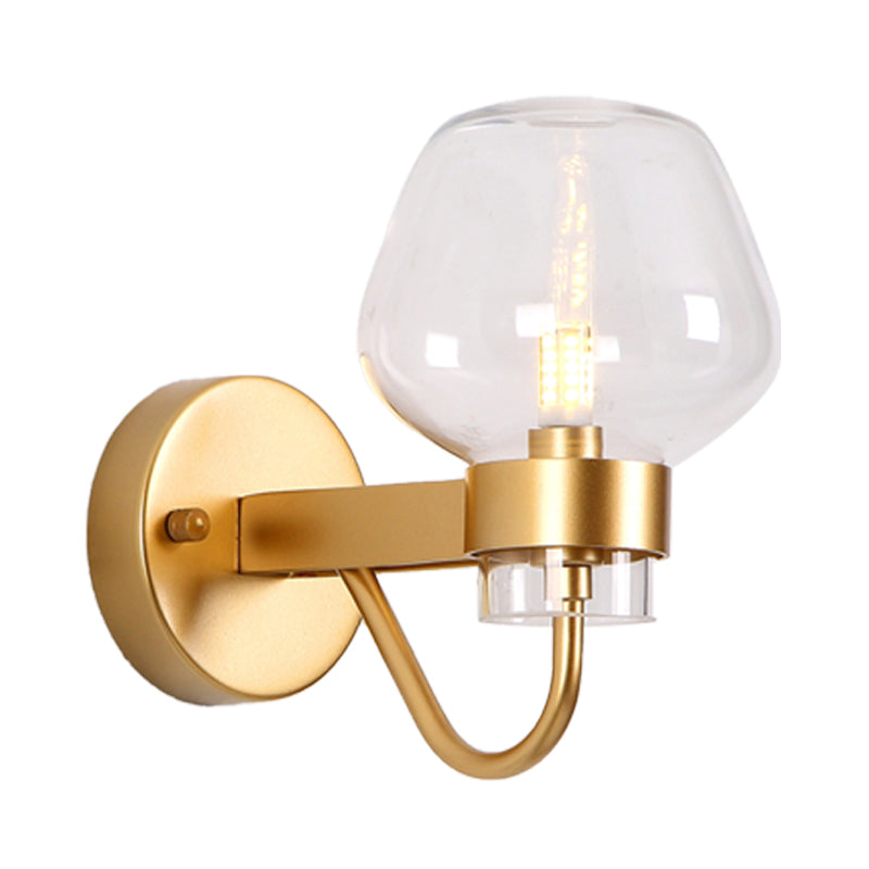 Frendorf | 1 Glühbirne Glas Wandlampe Tradition Klar/Amber/Rauchgrau Glas Wandbeleuchtung Fixture für Nachttisch