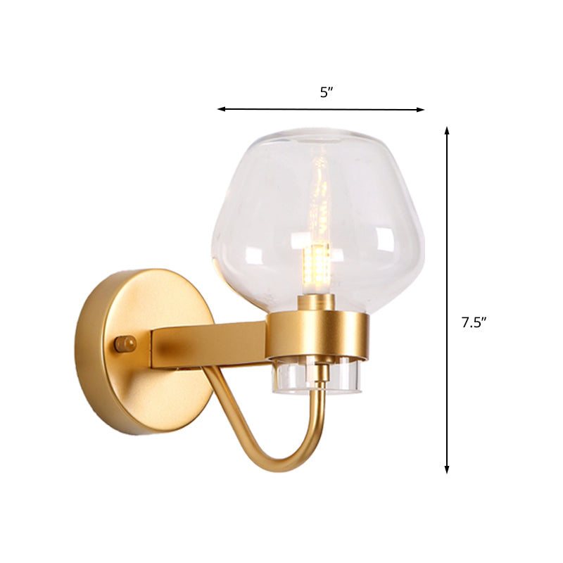Frendorf | 1 Glühbirne Glas Wandlampe Tradition Klar/Amber/Rauchgrau Glas Wandbeleuchtung Fixture für Nachttisch