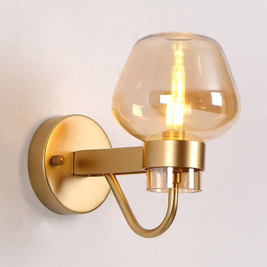 Frendorf | 1 Glühbirne Glas Wandlampe Tradition Klar/Amber/Rauchgrau Glas Wandbeleuchtung Fixture für Nachttisch