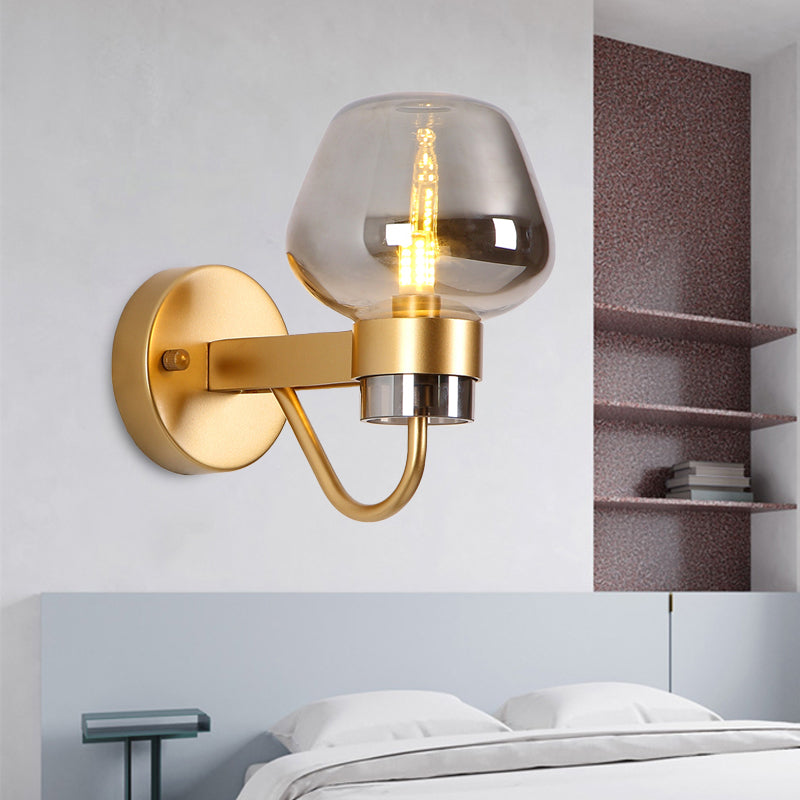 Frendorf | 1 Glühbirne Glas Wandlampe Tradition Klar/Amber/Rauchgrau Glas Wandbeleuchtung Fixture für Nachttisch