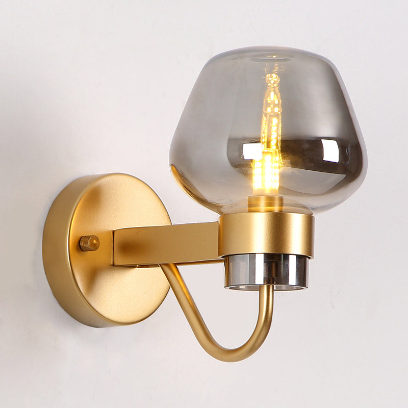 Frendorf | 1 Glühbirne Glas Wandlampe Tradition Klar/Amber/Rauchgrau Glas Wandbeleuchtung Fixture für Nachttisch