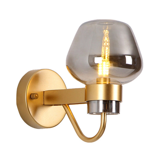 Frendorf | 1 Glühbirne Glas Wandlampe Tradition Klar/Amber/Rauchgrau Glas Wandbeleuchtung Fixture für Nachttisch