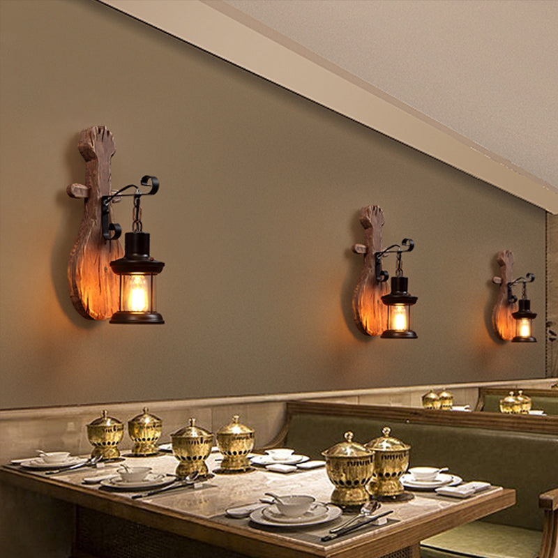 Frendorf | Holz Shiplap Wandlampe Leuchte Land 1-Licht Restaurant Wandleuchte in Braun
