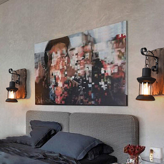 Frendorf | Holz Shiplap Wandlampe Leuchte Land 1-Licht Restaurant Wandleuchte in Braun