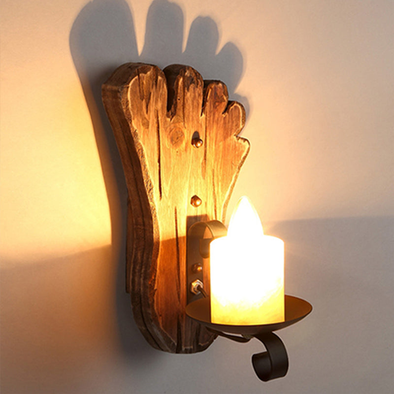 Frendorf | Holz Shiplap Wandlampe Leuchte Land 1-Licht Restaurant Wandleuchte in Braun