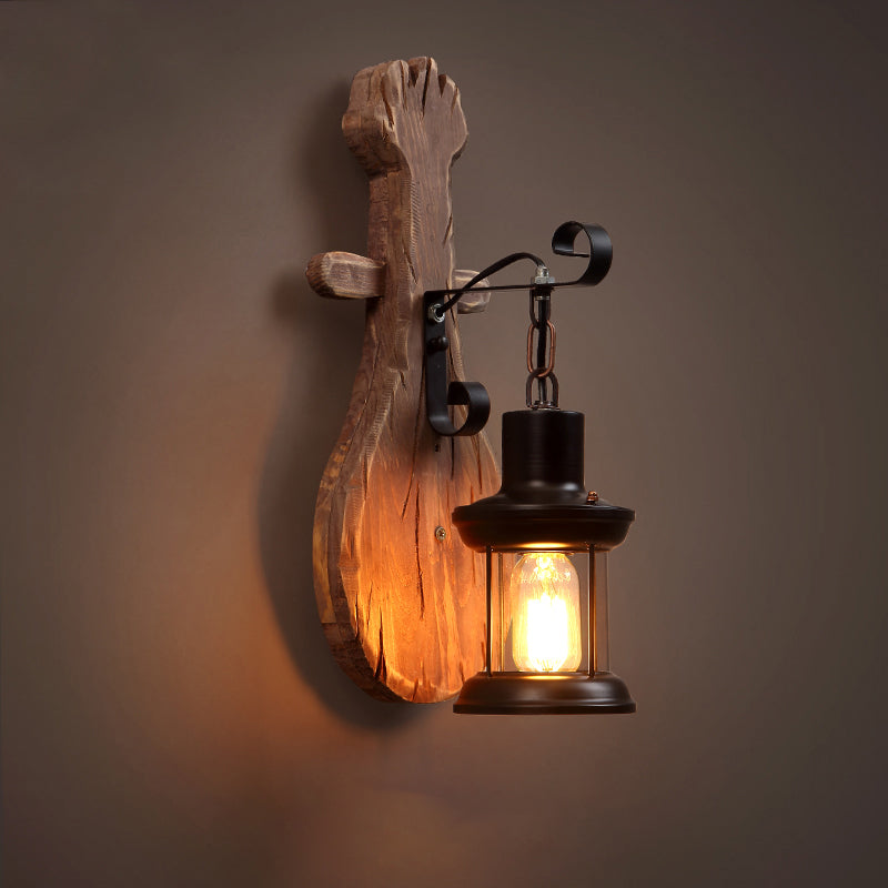Frendorf | Holz Shiplap Wandlampe Leuchte Land 1-Licht Restaurant Wandleuchte in Braun