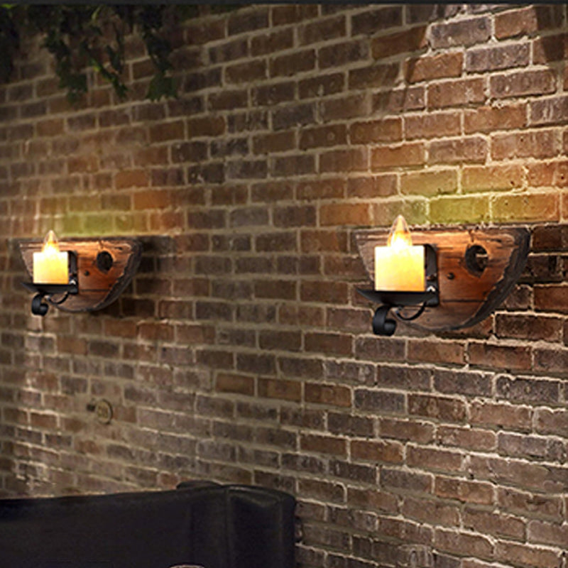 Frendorf | Holz Shiplap Wandlampe Leuchte Land 1-Licht Restaurant Wandleuchte in Braun