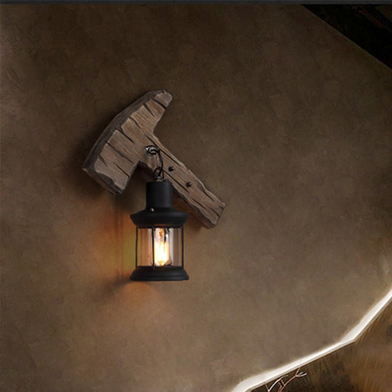 Frendorf | Holz Shiplap Wandlampe Leuchte Land 1-Licht Restaurant Wandleuchte in Braun