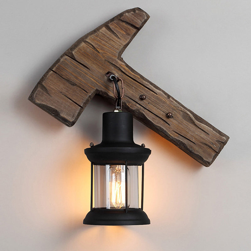 Frendorf | Holz Shiplap Wandlampe Leuchte Land 1-Licht Restaurant Wandleuchte in Braun