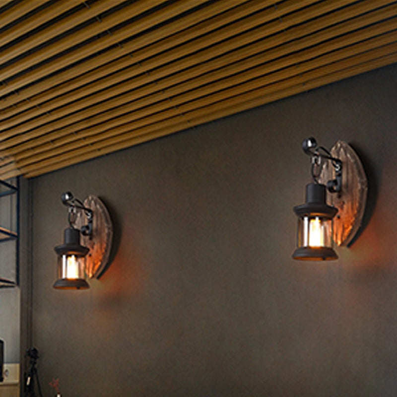 Frendorf | Holz Shiplap Wandlampe Leuchte Land 1-Licht Restaurant Wandleuchte in Braun