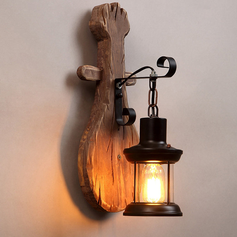 Frendorf | Holz Shiplap Wandlampe Leuchte Land 1-Licht Restaurant Wandleuchte in Braun