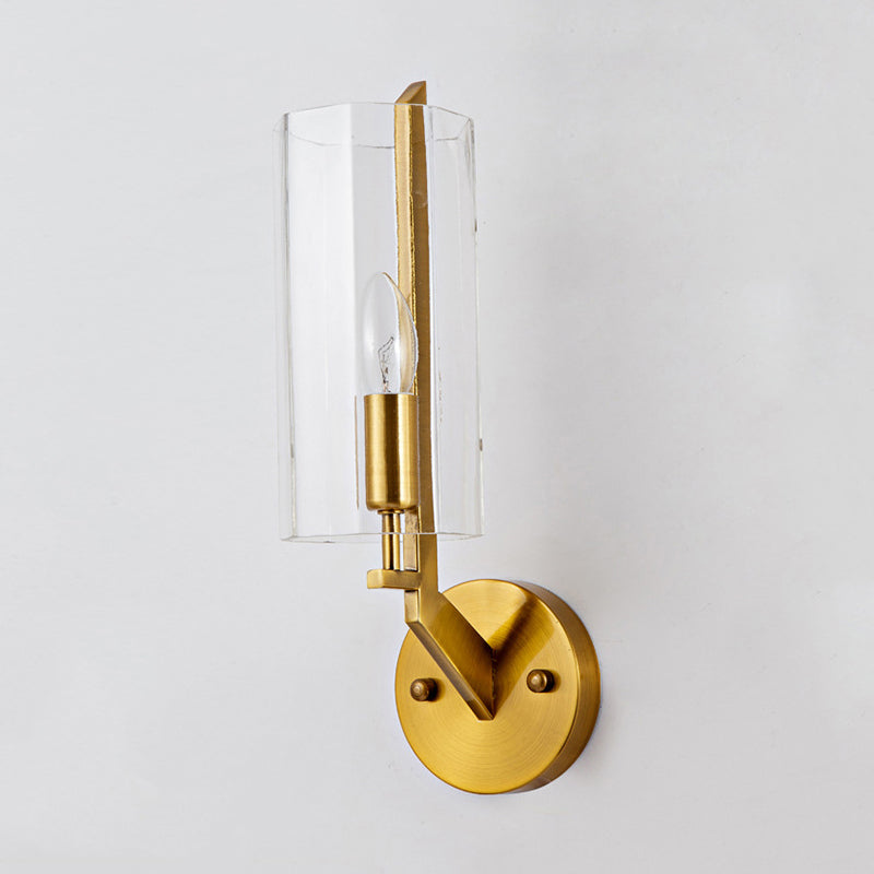 Frendorf | 1/2 Gloeilampen Tube Wandlamp Traditioneel Helder Glas Wandverlichting Fixture in Goud voor Bedzijde