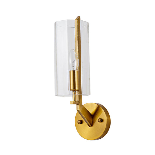 Frendorf | 1/2 Gloeilampen Tube Wandlamp Traditioneel Helder Glas Wandverlichting Fixture in Goud voor Bedzijde