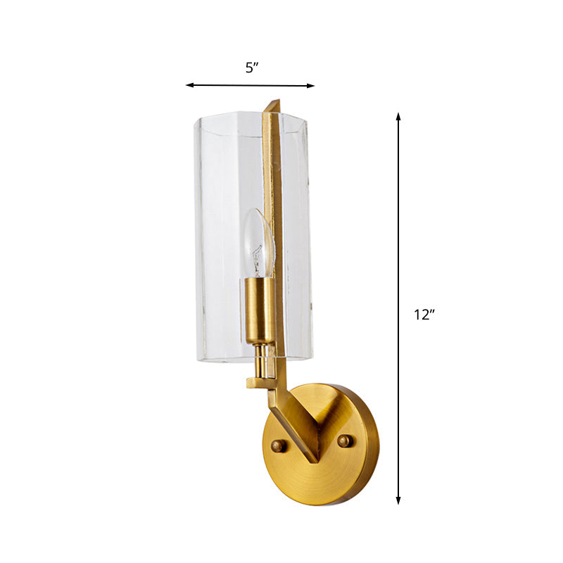 Frendorf | 1/2 Gloeilampen Tube Wandlamp Traditioneel Helder Glas Wandverlichting Fixture in Goud voor Bedzijde