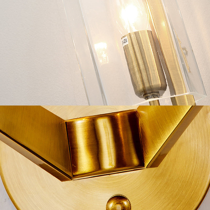 Frendorf | 1/2 Gloeilampen Tube Wandlamp Traditioneel Helder Glas Wandverlichting Fixture in Goud voor Bedzijde