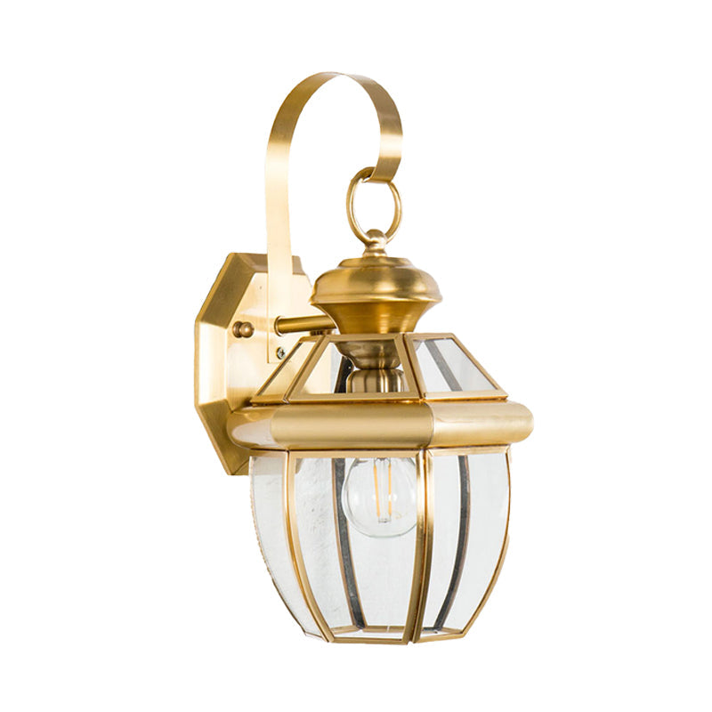 Frendorf | 1 Glühbirnen-Glas-Halterlampe Tradition Klarglas Wandbeleuchtung Leuchte in Schwarz/Messing für Nachttische