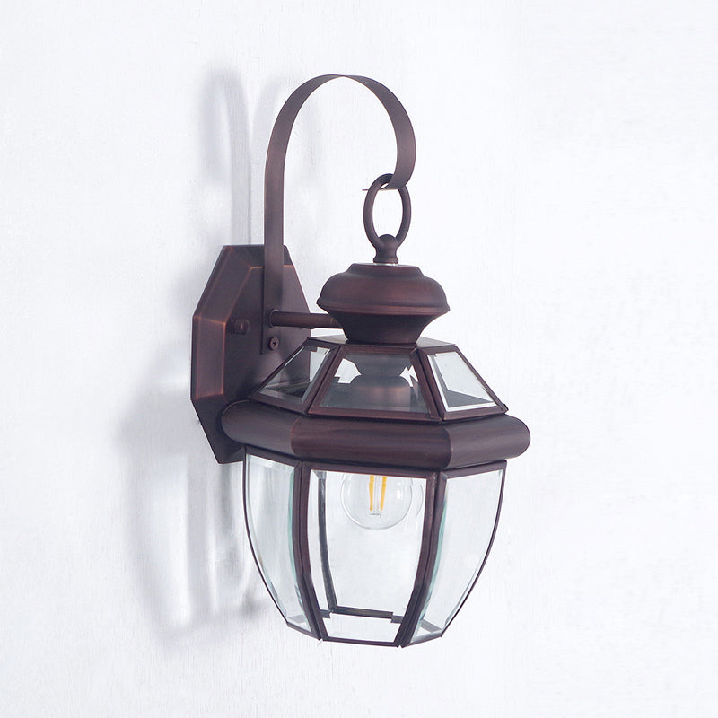 Frendorf | 1 Glühbirnen-Glas-Halterlampe Tradition Klarglas Wandbeleuchtung Leuchte in Schwarz/Messing für Nachttische