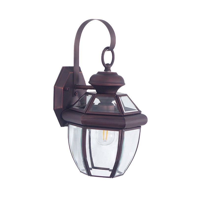 Frendorf | 1 Glühbirnen-Glas-Halterlampe Tradition Klarglas Wandbeleuchtung Leuchte in Schwarz/Messing für Nachttische