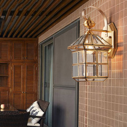 Frendorf | Messing Huis Wandlamp Traditionele Heldere Glas 1 Lamp Wand Gemonteerd Lamp voor Balkon