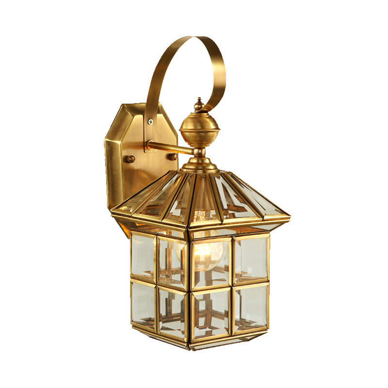 Frendorf | Messing Huis Wandlamp Traditionele Heldere Glas 1 Lamp Wand Gemonteerd Lamp voor Balkon