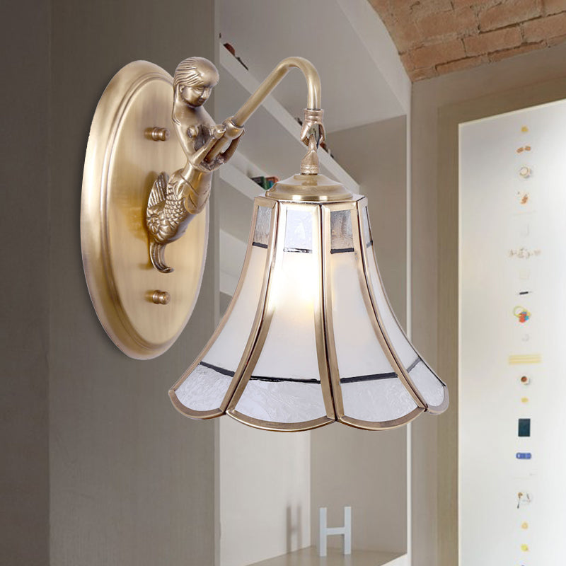 Frendorf | Messing Trompet Wandschild Traditionele Metaal 1 Hoofd Wand Gemonteerde Verlichting met Zeemeermin
