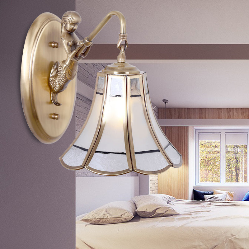 Frendorf | Messing Trompet Wandschild Traditionele Metaal 1 Hoofd Wand Gemonteerde Verlichting met Zeemeermin