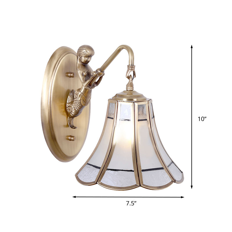 Frendorf | Messing Trompet Wandschild Traditionele Metaal 1 Hoofd Wand Gemonteerde Verlichting met Zeemeermin