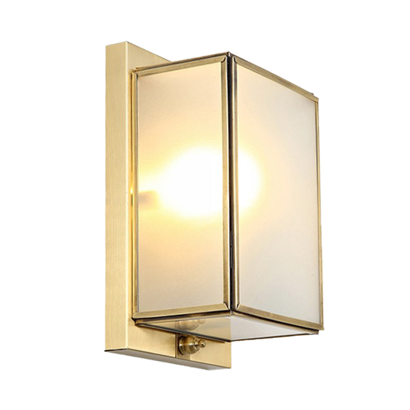 Frendorf | Messing Rechthoekige Wandlamp Traditionary Wit Glas 1/2 Koppen Muur Bevestigde Verlichting voor Woonkamer