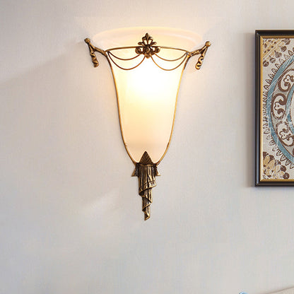 Frendorf | Messing Wandlamp Traditionary Opal Glas 1 Hoofd Muur Gemonteerde Verlichting voor Naast het Bed