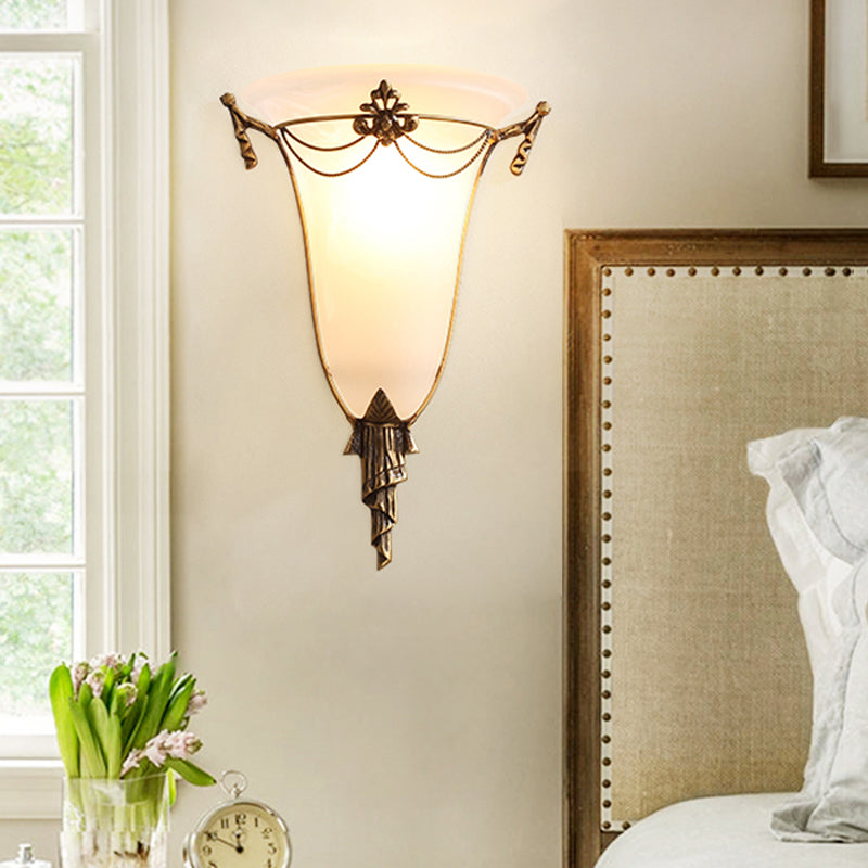 Frendorf | Messing Wandlamp Traditionary Opal Glas 1 Hoofd Muur Gemonteerde Verlichting voor Naast het Bed