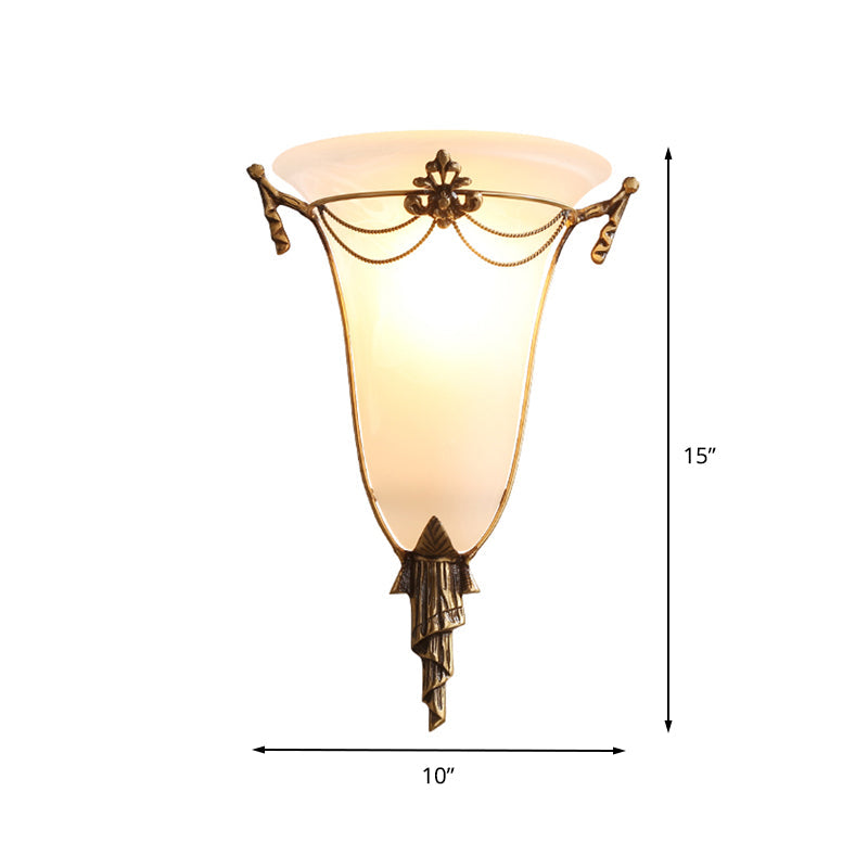 Frendorf | Messing Wandlamp Traditionary Opal Glas 1 Hoofd Muur Gemonteerde Verlichting voor Naast het Bed